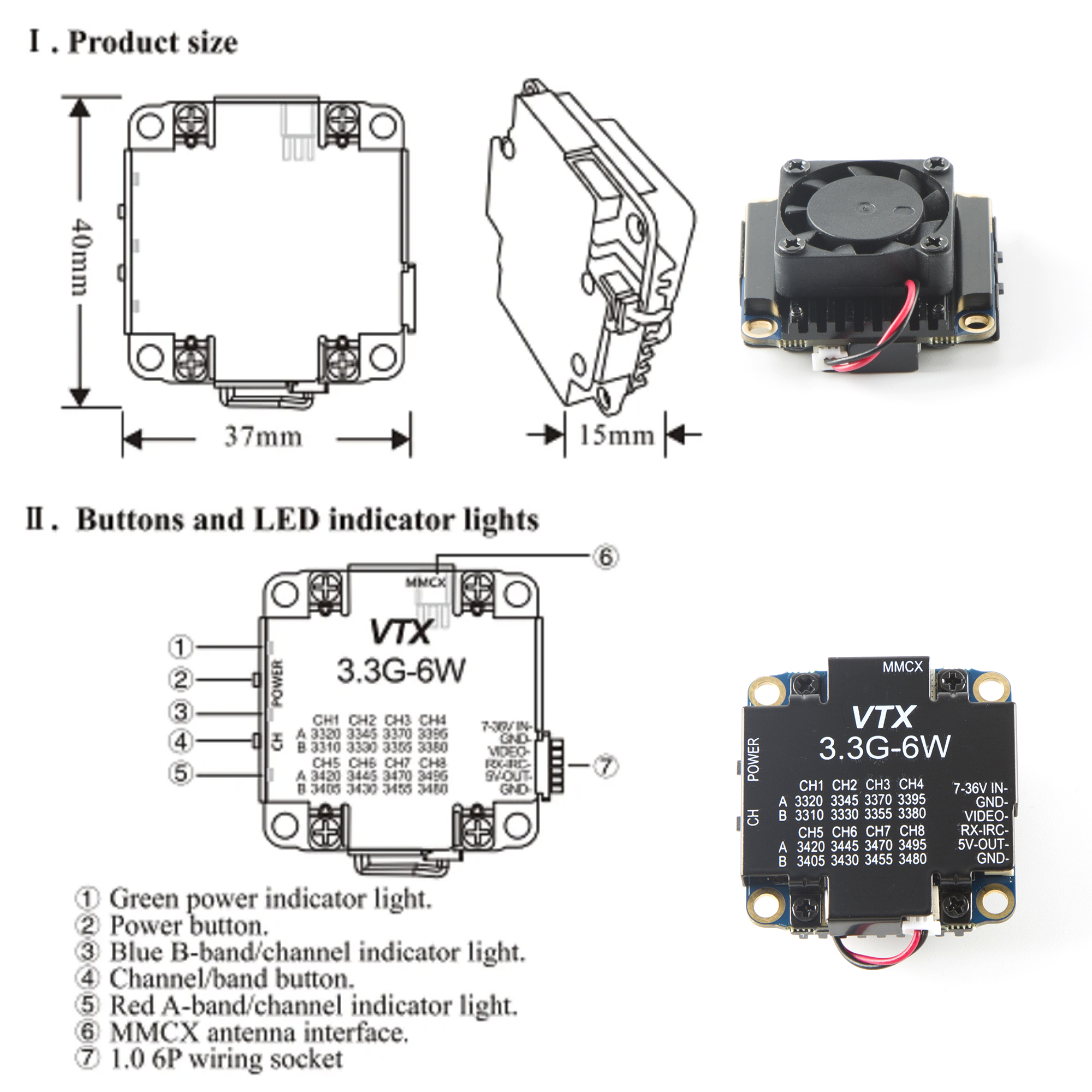 FPV Video Transmitter 3.3G 6W  - огляд і ціна Fpv Drone Vtx